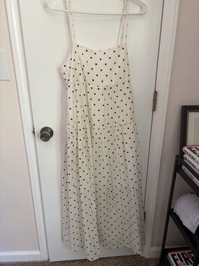 Cream Polka Dot Spaghetti-Strap Maxi Dress